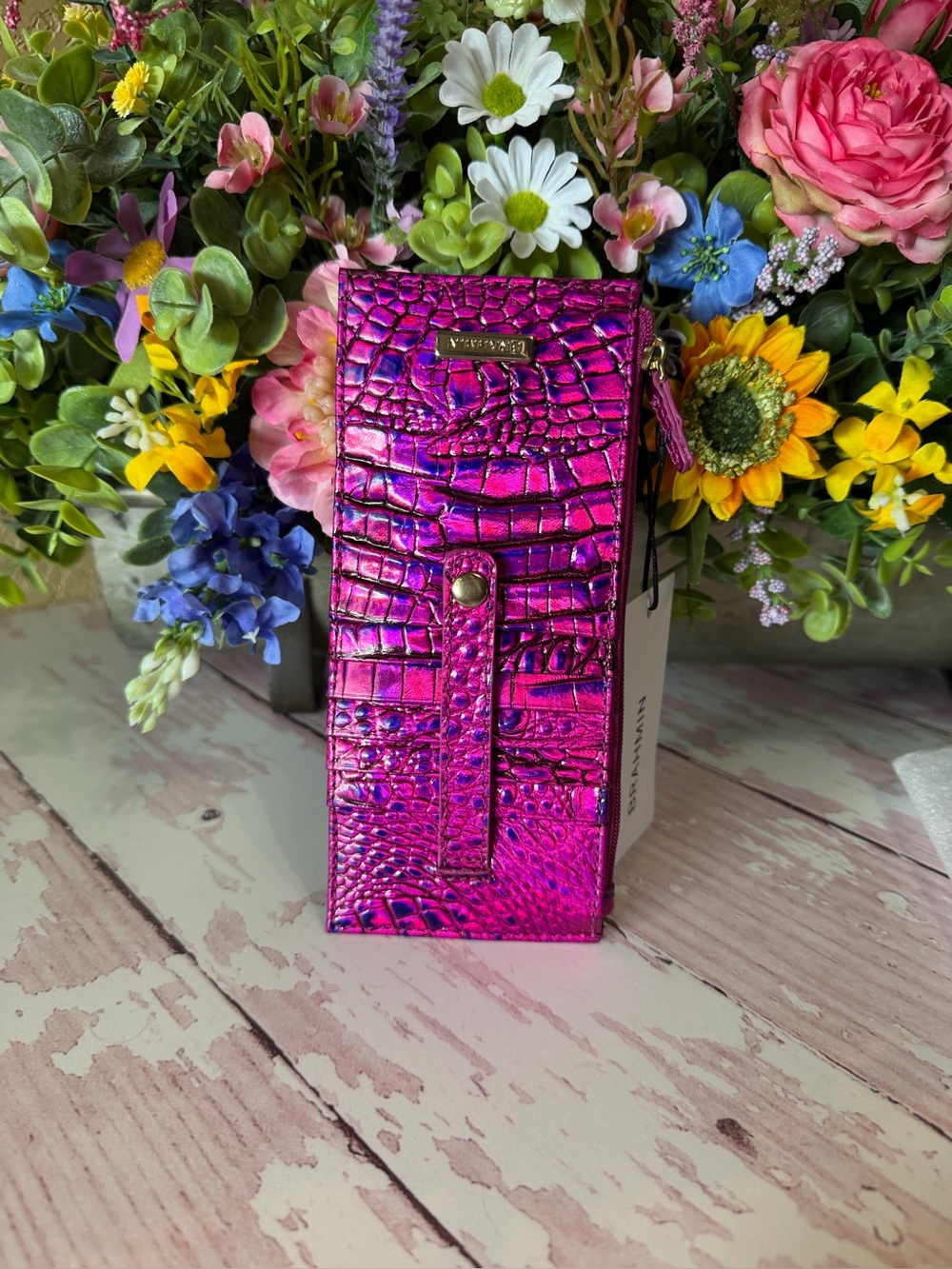 Brahmin Voltage Violet Credit Card Wallet Melbourne Genuine Leather NWT FIRM